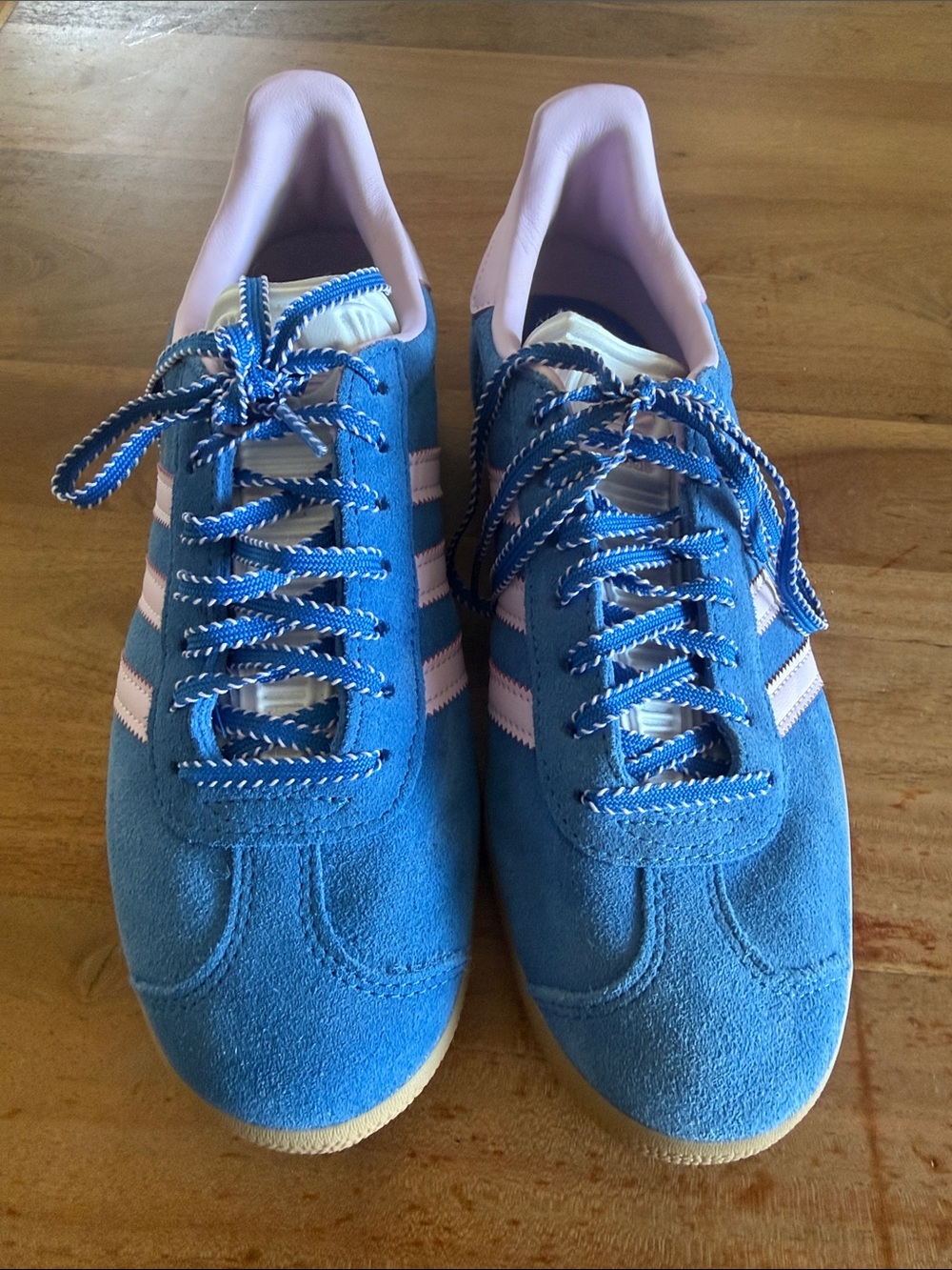 Adidas Women’s Blue and Pink Suede Sneakers - Gazelle Style - Picture 3 of 5